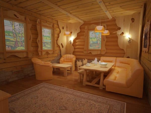 деревянная комната отдыха