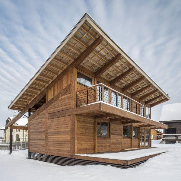 проект двухэтажного финского каркасного дома с односкатной крышей