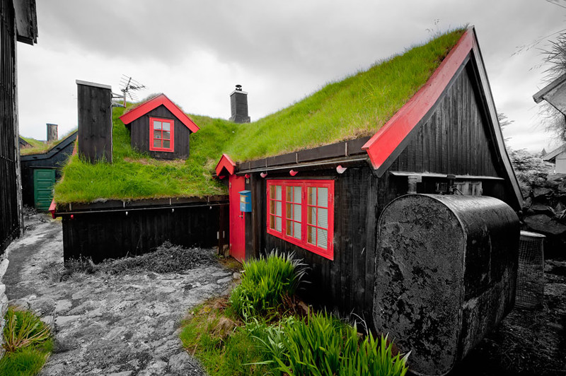 Торсхавн, Фарерские острова дом, крыша, озеленение, скандинавия