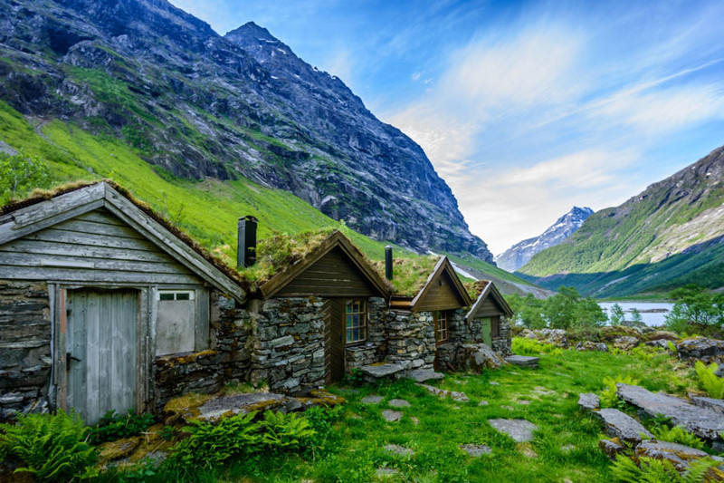Гейрангер, Норвегия дом, крыша, озеленение, скандинавия