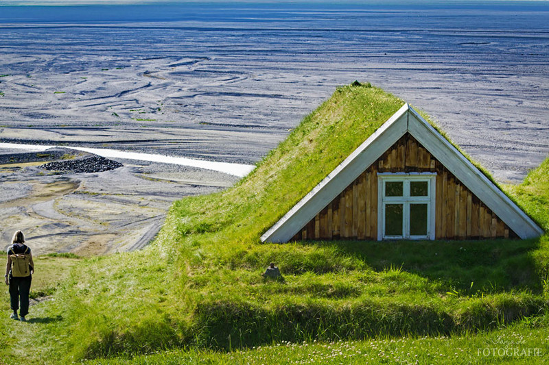 Национальный парк Ватнайёкюдль, Исландия дом, крыша, озеленение, скандинавия
