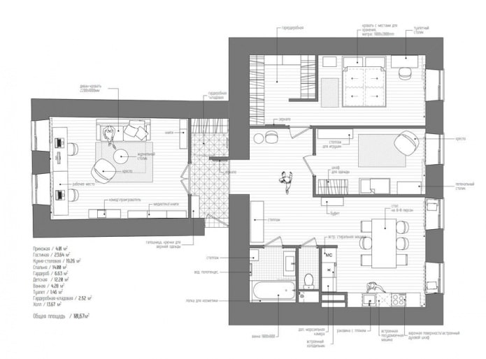 планировка интерьера 3-комнатной квартиры