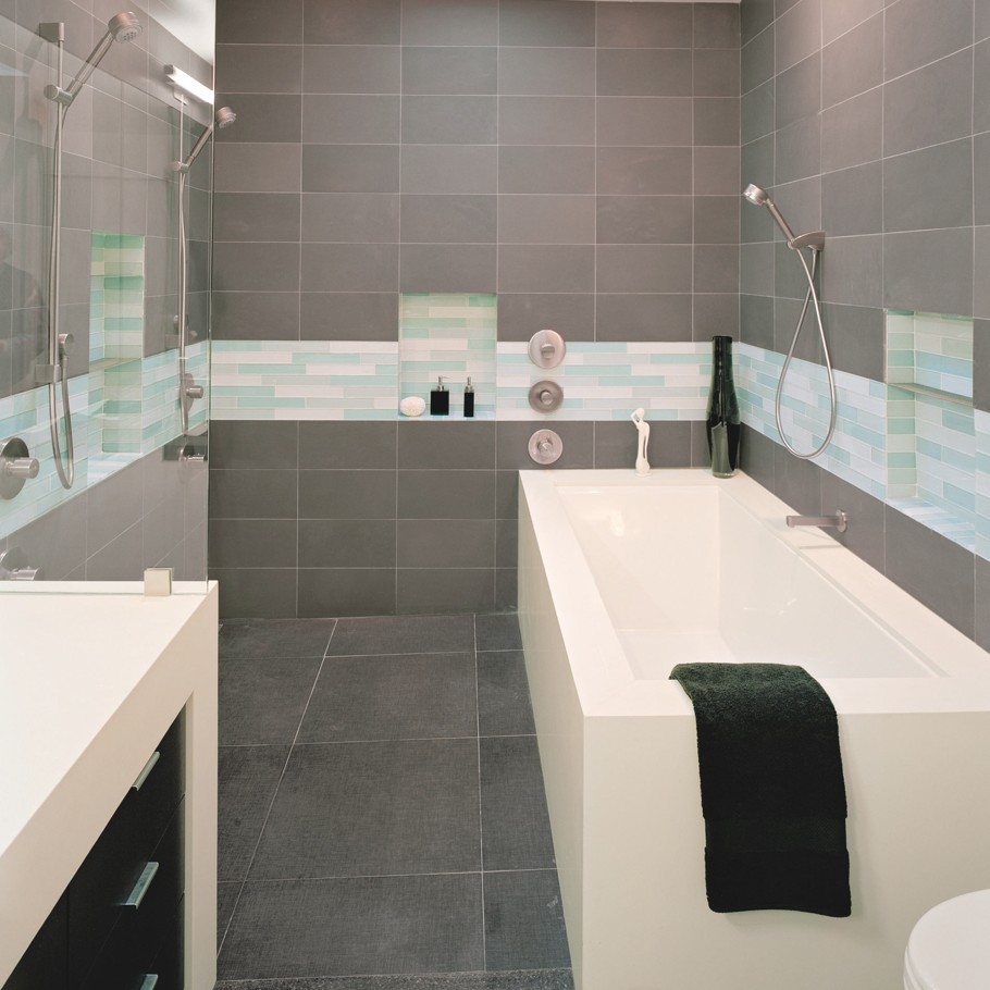 Дизайн интерьера ванной комнаты в серых тонах