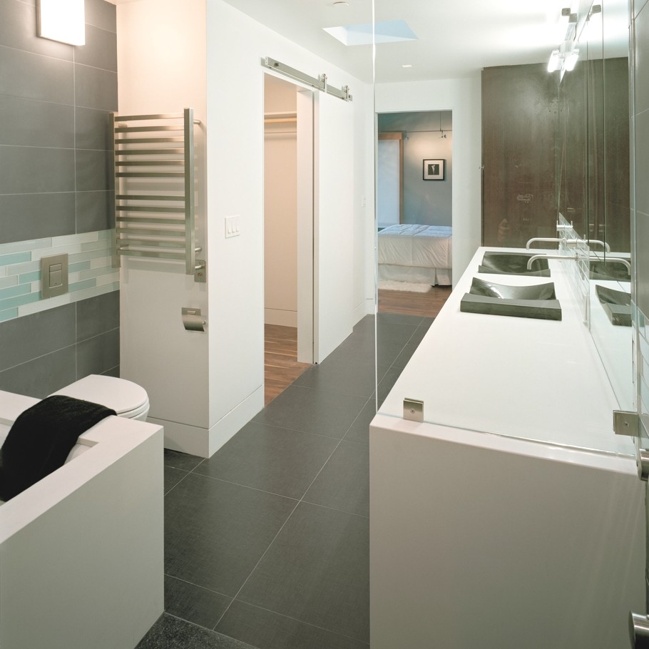 Дизайн интерьера ванной комнаты в серых тонах
