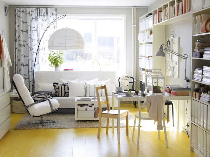 необычный дизайн спальни в шведском стиле