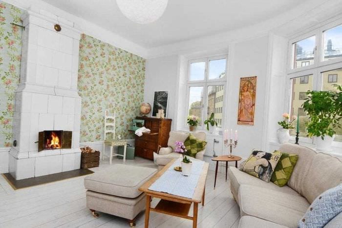 яркий интерьер квартиры в шведском стиле