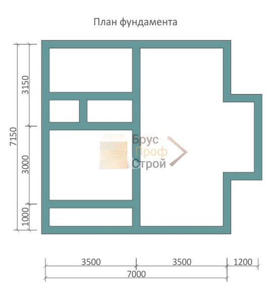 План фундамента дома из бруса &quot;Истра&quot; 7 на 7