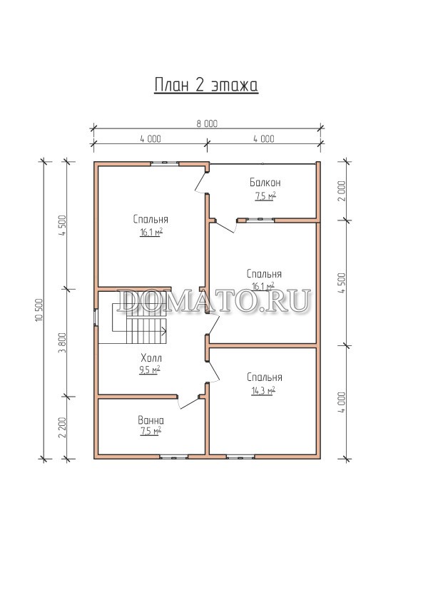 План 2 этажа, загородный дом 10.5×9