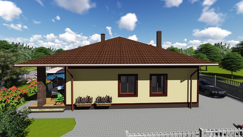 Одноэтажный бюджетный дом "Удянский" - визуализация проекта