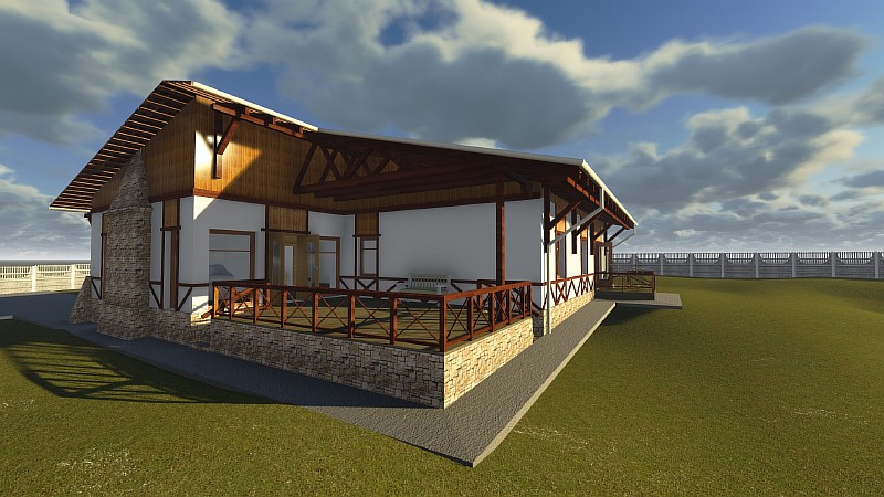 Визуализация проекта загородного дома "Шале в соснах"