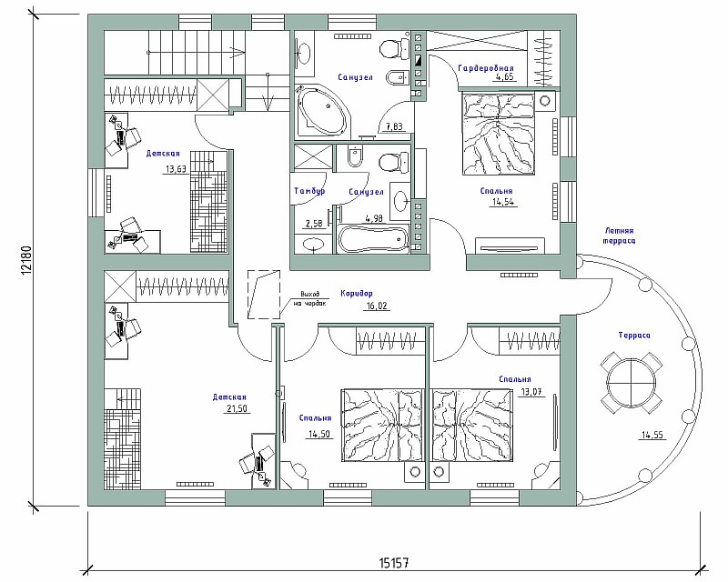 План второго этажа проекта загородного дома "Аревахач"
