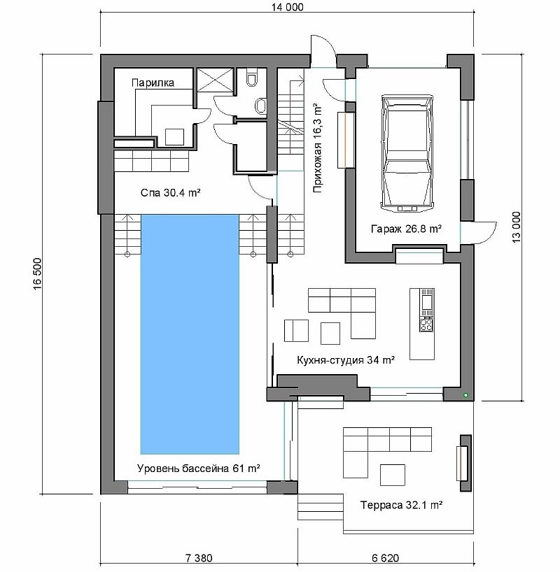 План первого этажа жилого дома Комплекс