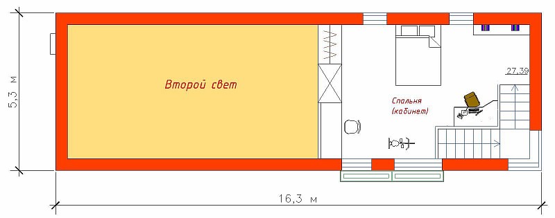 Планировка 2-ого этажа по проекту жилого дома "Рацио"