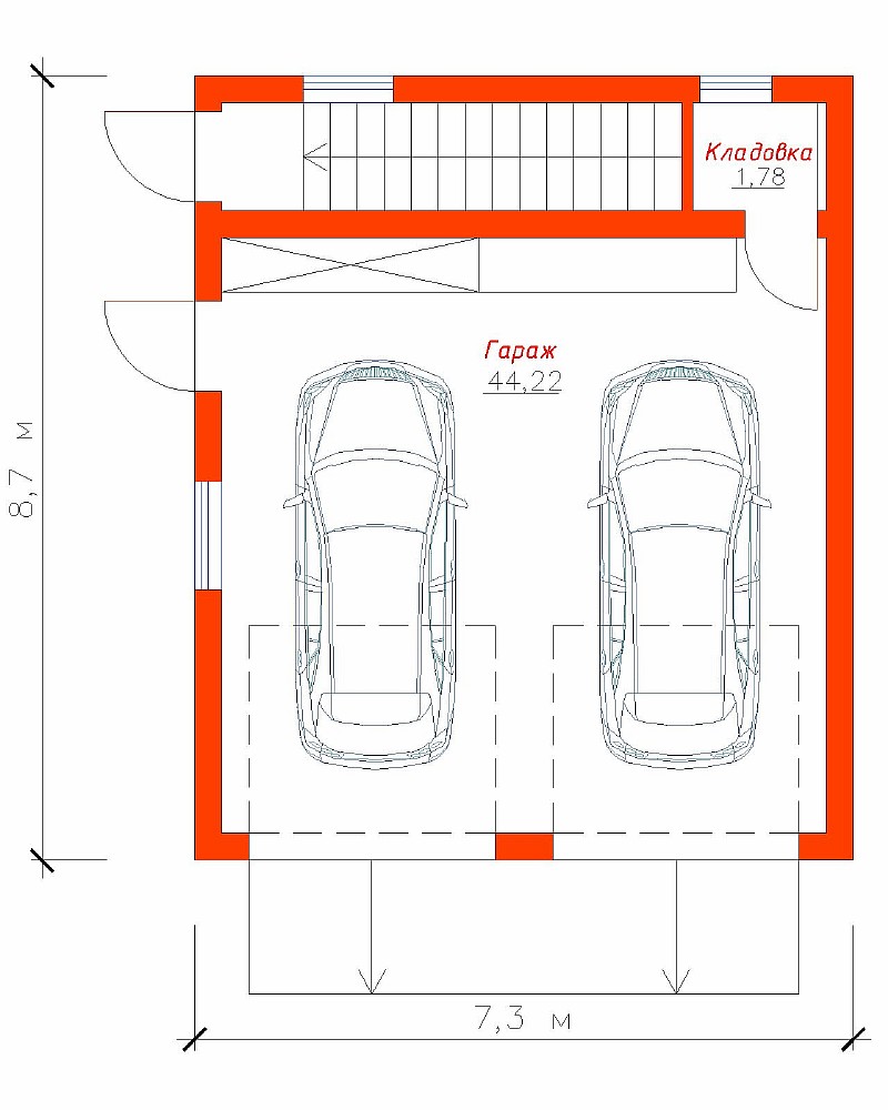 План гаража для двух автомобилей "Парочка 2"