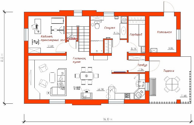 План 1-ого этажа жилого дома "Успешный"