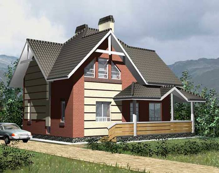 Кирпичный дом с мансардой фото
