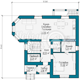План второго этажа двухэтажного дома в Самаре