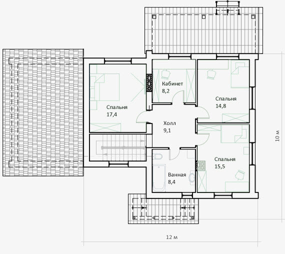 план двухэтажного дома c гаражом