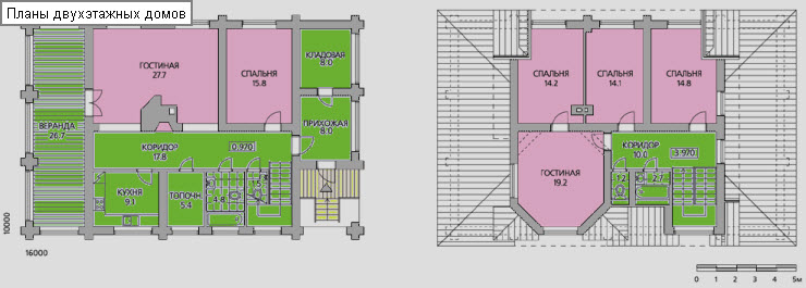 план двухэтажного дома10x16