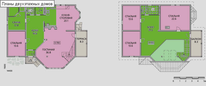 план двухэтажного дома с мансардным этажом 11x14