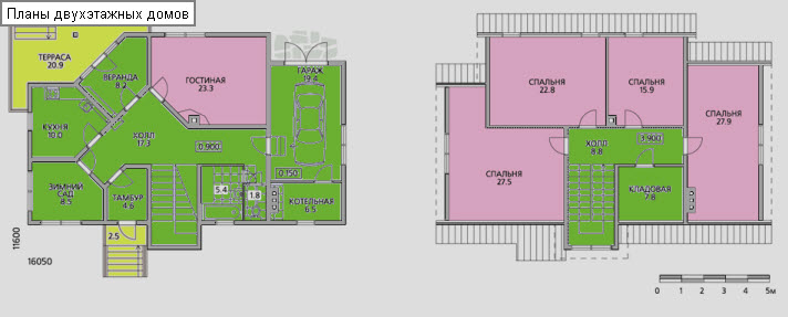 план двухэтажного дома с цокольным этажом11x16