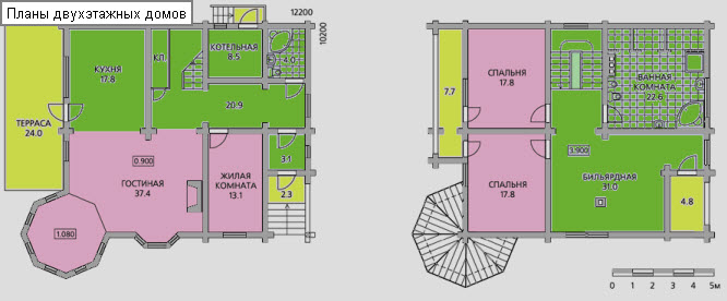 план двухэтажного дома с гаражом 12x10