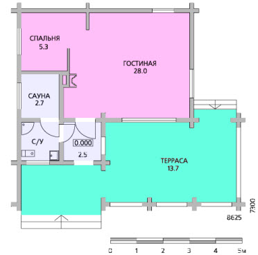 план одноэтажного дома8x7 