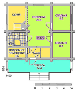 план одноэтажного дома9x9 