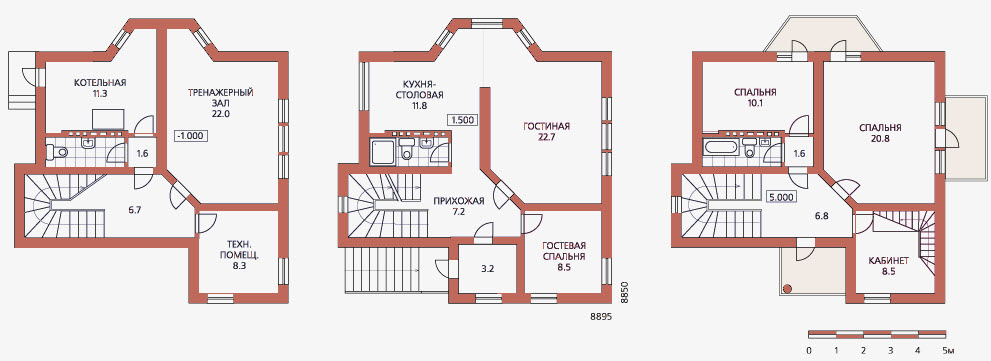 план большого дома с цокольным этажом