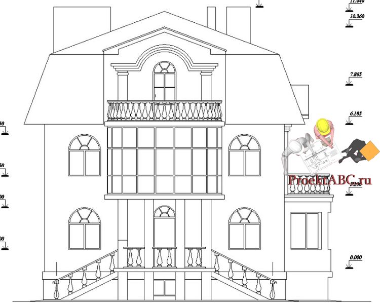 фото фасада двухэтажного дома с мансардой в стиле классика