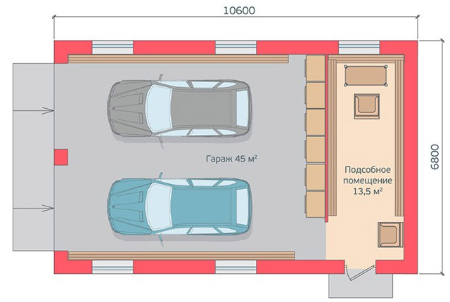 Схема гаража на две машины