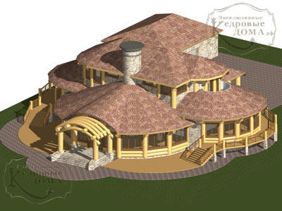 Уникальный деревянный дом из кедра: 3D модель