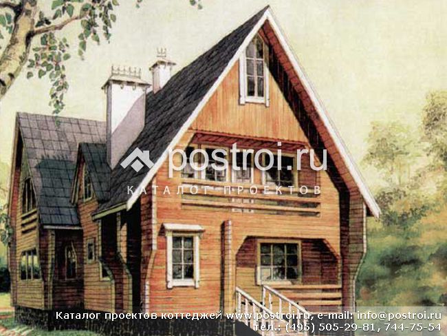 Деревянный дом с мансардой № A-170-1D