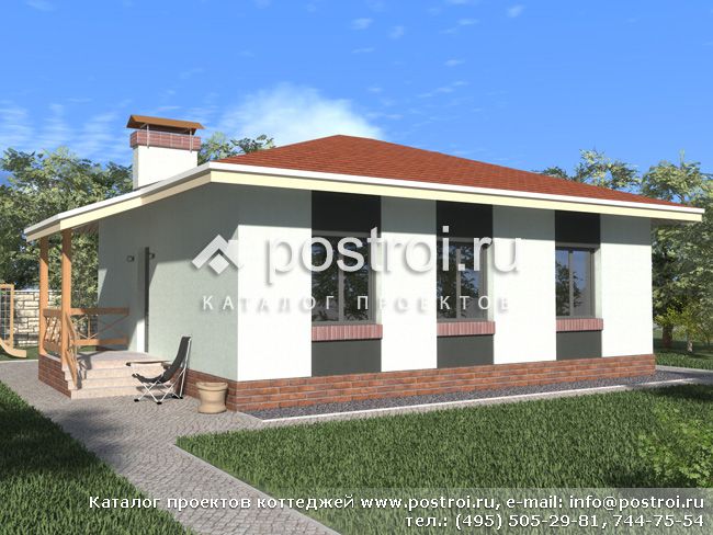 Одноэтажный дом с сауной № C-090-1P
