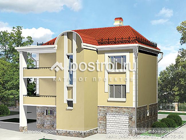 Дом с балконом и бассейном № C-264-1P