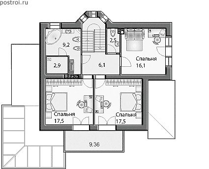 Двухэтажный современный дом № E-194-1K - 2-й этаж