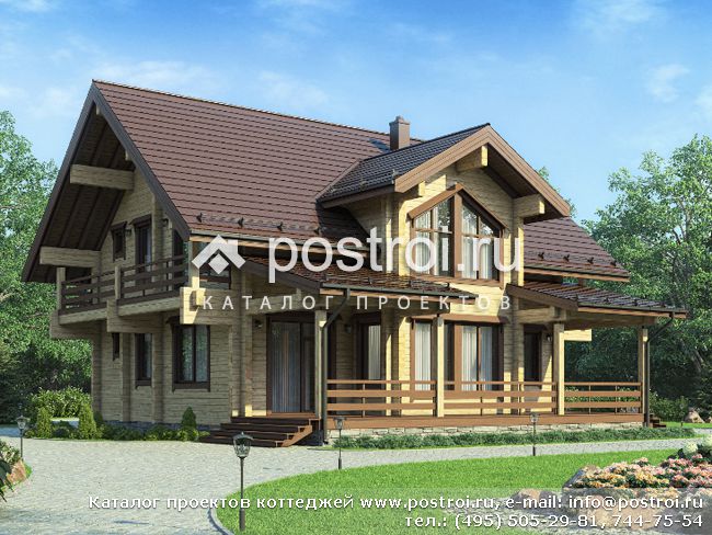 Двухэтажный деревянный дом из бруса № G-214-1D