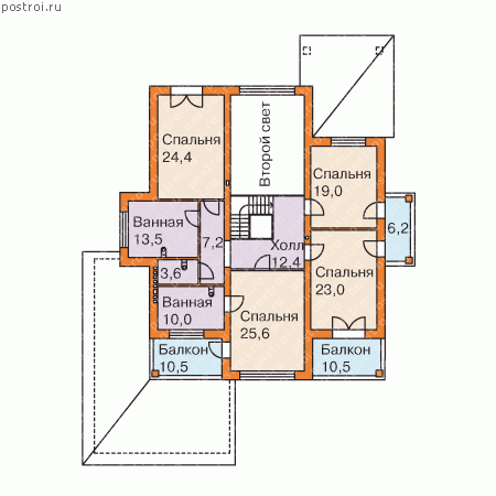 Современный двухэтажный дом № H-393-1P - 2-й этаж