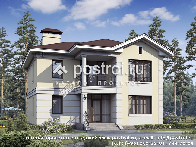 Двухэтажный дом с классическими фасадами № N-204-1P