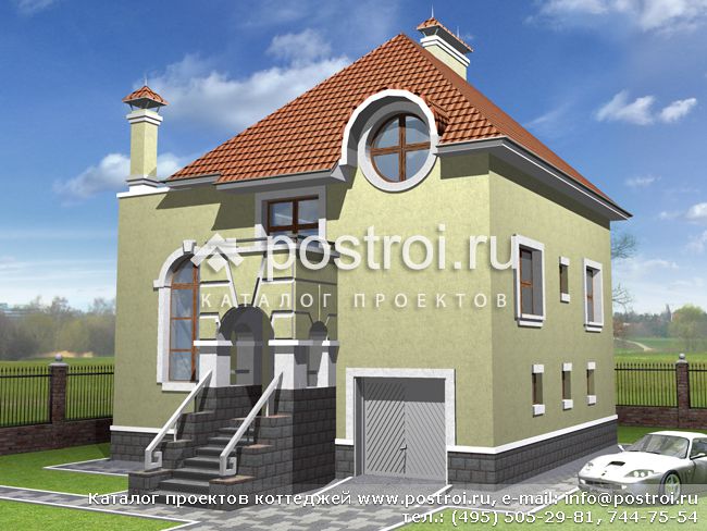 Проект дома с цоколем и жилой мансардой № N-239-1K