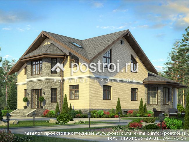 Проект дома с эркером и террасой № U-308-1K