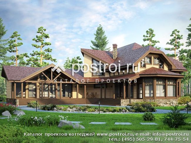 Проект деревянного углового дома № U-377-1D