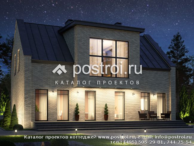 Современный проект дома с большими окнами № V-164-1K