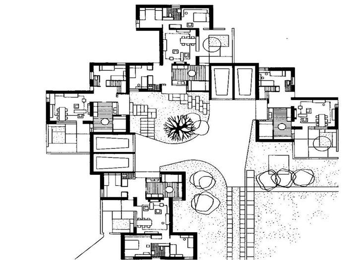Ковровый вид застройки – это объединение блокированных квартир (таунхаусов) с индивидуальными внутренними двориками