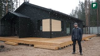 Черный дом с террасой по скандинавской каркасной технологии //FORUMHOUSE