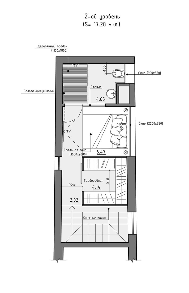 Планировка второго уровня маленькой квартиры