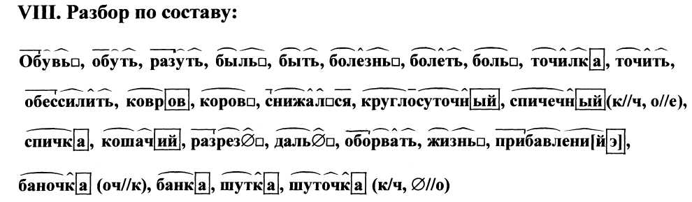 Разбор слова по составу 3 класс образец