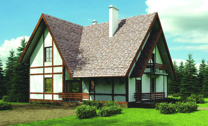 Фасад здания дома оформлен в соответствии с требованиями скандинавского стиля. Контрастная отделка из дерева становится примечательной особенностью стиля. 