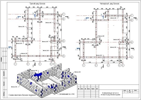 Схематическое изображение раскладки ФБС блоков.