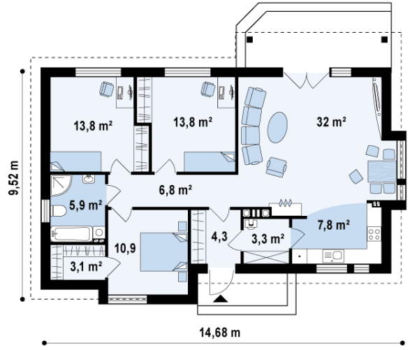 Пример того, как можно распределить комнаты